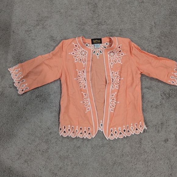 Bob Mackie Peach Embroidered Blazer - Picture 1 of 9